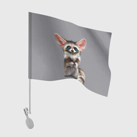 Флаг для автомобиля с принтом Зверушка в Тюмени, 100% полиэстер | Размер: 30*21 см | белка | бурундук | енот | лисенок | суслик | тушканчик | фенек