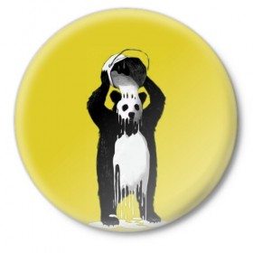 Значок с принтом панда в Тюмени,  металл | круглая форма, металлическая застежка в виде булавки | Тематика изображения на принте: арт | краска | медведь | панда