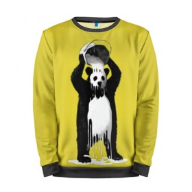 Мужской свитшот 3D с принтом панда в Тюмени, 100% полиэстер с мягким внутренним слоем | круглый вырез горловины, мягкая резинка на манжетах и поясе, свободная посадка по фигуре | Тематика изображения на принте: арт | краска | медведь | панда