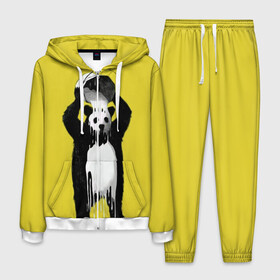Мужской костюм 3D с принтом панда в Тюмени, 100% полиэстер | Манжеты и пояс оформлены тканевой резинкой, двухслойный капюшон со шнурком для регулировки, карманы спереди | Тематика изображения на принте: арт | краска | медведь | панда