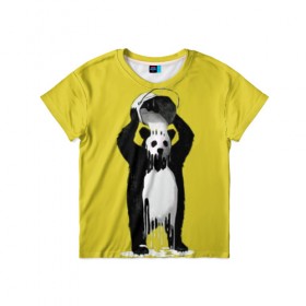 Детская футболка 3D с принтом панда в Тюмени, 100% гипоаллергенный полиэфир | прямой крой, круглый вырез горловины, длина до линии бедер, чуть спущенное плечо, ткань немного тянется | арт | краска | медведь | панда