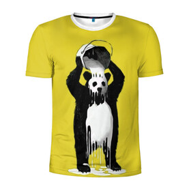 Мужская футболка 3D спортивная с принтом панда в Тюмени, 100% полиэстер с улучшенными характеристиками | приталенный силуэт, круглая горловина, широкие плечи, сужается к линии бедра | арт | краска | медведь | панда