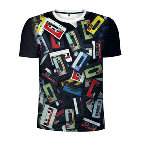 Мужская футболка 3D спортивная с принтом 90-е в Тюмени, 100% полиэстер с улучшенными характеристиками | приталенный силуэт, круглая горловина, широкие плечи, сужается к линии бедра | music | детство | кассета | молодость | музыка | перестройка | ретро | ссср