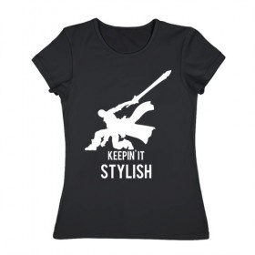 Женская футболка хлопок с принтом keepin it stylish в Тюмени, 100% хлопок | прямой крой, круглый вырез горловины, длина до линии бедер, слегка спущенное плечо | devilmaycry | dmc