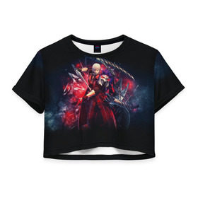 Женская футболка 3D укороченная с принтом Devil May Cry в Тюмени, 100% полиэстер | круглая горловина, длина футболки до линии талии, рукава с отворотами | devilmaycry | dmc