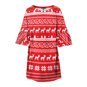 Детское платье 3D с принтом Новогодний Roblox в Тюмени, 100% полиэстер | прямой силуэт, чуть расширенный к низу. Круглая горловина, на рукавах — воланы | dynablocks | roblox | блоки | вселенная | герои | год | кубики | новый | роблокс | снег | снежинки | узор