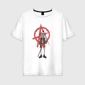 Женская футболка хлопок Oversize с принтом Punks not dead! в Тюмени, 100% хлопок | свободный крой, круглый ворот, спущенный рукав, длина до линии бедер
 | punk | punksnotdead | анархия | дед | панк | панки | панкнавсегда | старыйпанк
