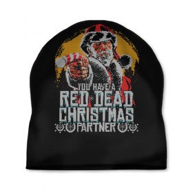 Шапка 3D с принтом Red Dead Christmas в Тюмени, 100% полиэстер | универсальный размер, печать по всей поверхности изделия | christmas | dead | gamer | john | marston | new | rdr | red | redemption | rockstar | shooter | western | xmas | year | вестерн | джон | марстон | рождество | шутер