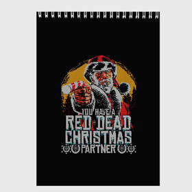 Скетчбук с принтом Red Dead Christmas в Тюмени, 100% бумага
 | 48 листов, плотность листов — 100 г/м2, плотность картонной обложки — 250 г/м2. Листы скреплены сверху удобной пружинной спиралью | christmas | dead | gamer | john | marston | new | rdr | red | redemption | rockstar | shooter | western | xmas | year | вестерн | джон | марстон | рождество | шутер