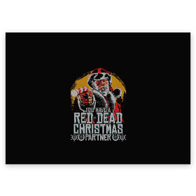 Поздравительная открытка с принтом Red Dead Christmas в Тюмени, 100% бумага | плотность бумаги 280 г/м2, матовая, на обратной стороне линовка и место для марки
 | christmas | dead | gamer | john | marston | new | rdr | red | redemption | rockstar | shooter | western | xmas | year | вестерн | джон | марстон | рождество | шутер