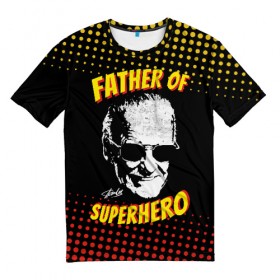 Мужская футболка 3D с принтом Stan Lee: Father of Superhero в Тюмени, 100% полиэфир | прямой крой, круглый вырез горловины, длина до линии бедер | Тематика изображения на принте: avengers | father | hero | hulk | iron | lee | man | stan | stan lee | stanlee | superhero | thor | анти | герой | железный | комиксы | лии | мстители | отец | стен | стенли | стэн ли | супер | супергероев | тор | халк | человек