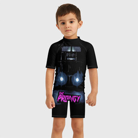 Детский купальный костюм 3D с принтом The Prodigy в Тюмени, Полиэстер 85%, Спандекс 15% | застежка на молнии на спине | album | music | prodigy | брейк | группа | заставка | музыка | новый альбом | обложка альбома | продиджи