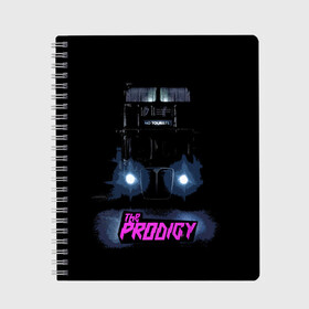 Тетрадь с принтом The Prodigy в Тюмени, 100% бумага | 48 листов, плотность листов — 60 г/м2, плотность картонной обложки — 250 г/м2. Листы скреплены сбоку удобной пружинной спиралью. Уголки страниц и обложки скругленные. Цвет линий — светло-серый
 | album | music | prodigy | брейк | группа | заставка | музыка | новый альбом | обложка альбома | продиджи