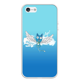 Чехол для iPhone 5/5S матовый с принтом Happy Aye! (Fairy Tail) в Тюмени, Силикон | Область печати: задняя сторона чехла, без боковых панелей | anime | blue | cat | fairy tail | happy | аниме | кот | кошка | синий | хвост феи | хэппи