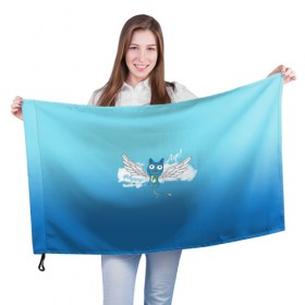 Флаг 3D с принтом Happy Aye! (Fairy Tail) в Тюмени, 100% полиэстер | плотность ткани — 95 г/м2, размер — 67 х 109 см. Принт наносится с одной стороны | anime | blue | cat | fairy tail | happy | аниме | кот | кошка | синий | хвост феи | хэппи