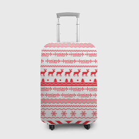 Чехол для чемодана 3D с принтом Новогодний Horizon Zero Dawn в Тюмени, 86% полиэфир, 14% спандекс | двустороннее нанесение принта, прорези для ручек и колес | 2019 | action | rpg | год | игра | новый | олени | рождество | снежинки | узор | элой | эшли бёрч