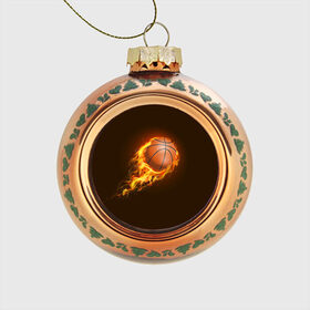 Стеклянный ёлочный шар с принтом Баскетбол в Тюмени, Стекло | Диаметр: 80 мм | Тематика изображения на принте: баскетбол | мяч | огонь