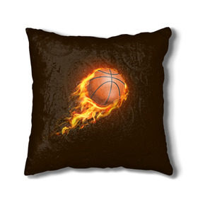 Подушка 3D с принтом Баскетбол в Тюмени, наволочка – 100% полиэстер, наполнитель – холлофайбер (легкий наполнитель, не вызывает аллергию). | состоит из подушки и наволочки. Наволочка на молнии, легко снимается для стирки | Тематика изображения на принте: баскетбол | мяч | огонь
