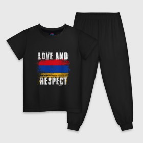 Детская пижама хлопок с принтом Армения - любовь и уважение в Тюмени, 100% хлопок |  брюки и футболка прямого кроя, без карманов, на брюках мягкая резинка на поясе и по низу штанин
 | 