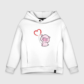 Детское худи Oversize хлопок с принтом Pig Love в Тюмени, френч-терри — 70% хлопок, 30% полиэстер. Мягкий теплый начес внутри —100% хлопок | боковые карманы, эластичные манжеты и нижняя кромка, капюшон на магнитной кнопке | Тематика изображения на принте: 2019 | cat | kitty | д | дед мороз | елка | желание | животные | зима | кабан | китти | кот | котенок | кошка | милый | мороз | настроение | новый год | пеппа | подарок | позитив | поросенок | праздник | радость