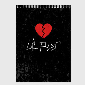 Скетчбук с принтом Lil Peep Broken Heart в Тюмени, 100% бумага
 | 48 листов, плотность листов — 100 г/м2, плотность картонной обложки — 250 г/м2. Листы скреплены сверху удобной пружинной спиралью | Тематика изображения на принте: broken | dead | heart | lil | lil peep | lilpeep | music | peep | pump | rap | rapper | red | rip | густав | красное | лил | лил пип | лилпип | мертв | память | пип | разбитое | рип | рэп | рэпер | сердечко | сердце | умер | эмо