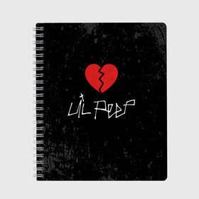 Тетрадь с принтом Lil Peep Broken Heart в Тюмени, 100% бумага | 48 листов, плотность листов — 60 г/м2, плотность картонной обложки — 250 г/м2. Листы скреплены сбоку удобной пружинной спиралью. Уголки страниц и обложки скругленные. Цвет линий — светло-серый
 | broken | dead | heart | lil | lil peep | lilpeep | music | peep | pump | rap | rapper | red | rip | густав | красное | лил | лил пип | лилпип | мертв | память | пип | разбитое | рип | рэп | рэпер | сердечко | сердце | умер | эмо