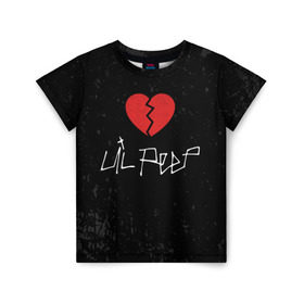 Детская футболка 3D с принтом Lil Peep Broken Heart в Тюмени, 100% гипоаллергенный полиэфир | прямой крой, круглый вырез горловины, длина до линии бедер, чуть спущенное плечо, ткань немного тянется | Тематика изображения на принте: broken | dead | heart | lil | lil peep | lilpeep | music | peep | pump | rap | rapper | red | rip | густав | красное | лил | лил пип | лилпип | мертв | память | пип | разбитое | рип | рэп | рэпер | сердечко | сердце | умер | эмо