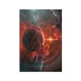 Обложка для паспорта матовая кожа с принтом Планета в космосе в Тюмени, натуральная матовая кожа | размер 19,3 х 13,7 см; прозрачные пластиковые крепления | galaxy | nebula | space | star | абстракция | вселенная | галактика | звезда | звезды | космический | планеты