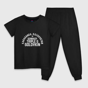 Детская пижама хлопок с принтом Геннадий Головкин в Тюмени, 100% хлопок |  брюки и футболка прямого кроя, без карманов, на брюках мягкая резинка на поясе и по низу штанин
 | 