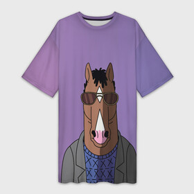 Платье-футболка 3D с принтом БоДжек в Тюмени,  |  | bojack | horseman | боджек | конь | очки