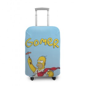 Чехол для чемодана 3D с принтом Гомер в Тюмени, 86% полиэфир, 14% спандекс | двустороннее нанесение принта, прорези для ручек и колес | gomer | simpsons | барбекю | гомер | симпсон