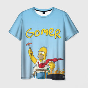 Мужская футболка 3D с принтом Гомер в Тюмени, 100% полиэфир | прямой крой, круглый вырез горловины, длина до линии бедер | Тематика изображения на принте: gomer | simpsons | барбекю | гомер | симпсон