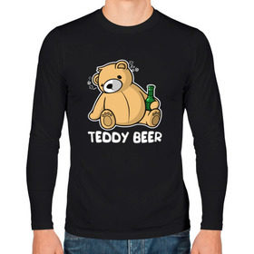 Мужской лонгслив хлопок с принтом Teddy Beer в Тюмени, 100% хлопок |  | медведь | миша | мишка | тедди | юмор