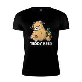 Мужская футболка премиум с принтом Teddy Beer в Тюмени, 92% хлопок, 8% лайкра | приталенный силуэт, круглый вырез ворота, длина до линии бедра, короткий рукав | медведь | миша | мишка | тедди | юмор