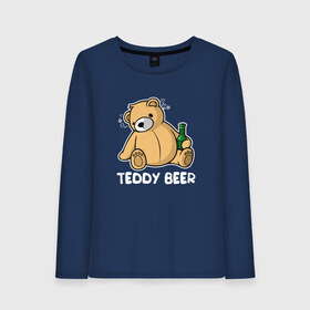 Женский лонгслив хлопок с принтом Teddy Beer в Тюмени, 100% хлопок |  | медведь | миша | мишка | тедди | юмор