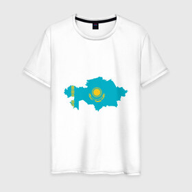 Мужская футболка хлопок с принтом Казахстан в Тюмени, 100% хлопок | прямой крой, круглый вырез горловины, длина до линии бедер, слегка спущенное плечо. | adventure | city | travel | world | азия | ас | город | государство | европа | жизнь | казах | казахстан | карта | культура | люди | мир | народ | партиот | планета | приключение | путешествие | республика | солнце