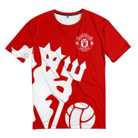 Мужская футболка 3D с принтом Манчестер Юнайтед в Тюмени, 100% полиэфир | прямой крой, круглый вырез горловины, длина до линии бедер | manchester | manchester united | mufc | red devils | клубная | красные дьяволы | манчестер | манчестер юнайтед | фанатская | футбольная | футбольный клуб | юнайтед