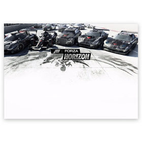 Поздравительная открытка с принтом Forza Horizon в Тюмени, 100% бумага | плотность бумаги 280 г/м2, матовая, на обратной стороне линовка и место для марки
 | games | playground | авто | гонки | горизонт | машины | сила | фестиваль | форза | хоризон