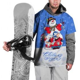 Накидка на куртку 3D с принтом Снеговик с друзьями в Тюмени, 100% полиэстер |  | Тематика изображения на принте: 