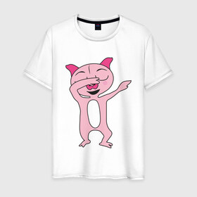 Мужская футболка хлопок с принтом DAB Pig в Тюмени, 100% хлопок | прямой крой, круглый вырез горловины, длина до линии бедер, слегка спущенное плечо. | 