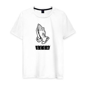 Мужская футболка хлопок с принтом BONES SESH в Тюмени, 100% хлопок | прямой крой, круглый вырез горловины, длина до линии бедер, слегка спущенное плечо. | bones | cloudrap | dead | deadboy | logo | music | rap | sesh | боунс | клаудреп | кости | лого | музыка | реп