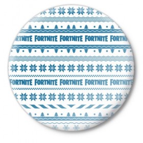 Значок с принтом Новогодний Fortnite в Тюмени,  металл | круглая форма, металлическая застежка в виде булавки | 