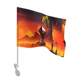 Флаг для автомобиля с принтом NO MANS SKY в Тюмени, 100% полиэстер | Размер: 30*21 см | game | hill | hills | mounatin | mounatins | nms | no mans sky | planet | rock | rocks | sky | snow | space | winter | игры | планеты