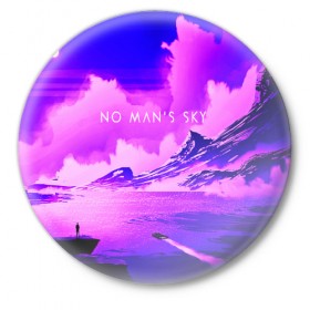 Значок с принтом No Mans Sky в Тюмени,  металл | круглая форма, металлическая застежка в виде булавки | 
