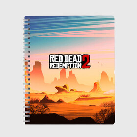 Тетрадь с принтом Red Dead Redemption в Тюмени, 100% бумага | 48 листов, плотность листов — 60 г/м2, плотность картонной обложки — 250 г/м2. Листы скреплены сбоку удобной пружинной спиралью. Уголки страниц и обложки скругленные. Цвет линий — светло-серый
 | game | red dead | red dead redemption 2 | redemption 2 | rockstar games | бандиты | дикий запад | игры | ковбои | оружие
