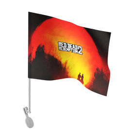 Флаг для автомобиля с принтом red dead redemption 2 в Тюмени, 100% полиэстер | Размер: 30*21 см | game | red dead | red dead redemption 2 | redemption 2 | rockstar games | бандиты | дикий запад | игры | ковбои | оружие