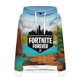 Женская толстовка 3D с принтом Fortnite Forever в Тюмени, 100% полиэстер  | двухслойный капюшон со шнурком для регулировки, мягкие манжеты на рукавах и по низу толстовки, спереди карман-кенгуру с мягким внутренним слоем. | battle royale | fortnite | fortnite battle royale | futuresynth | game | outrun | retrowave | synth | synthwave | игры | ретровейв | синтвейв | фортнайт