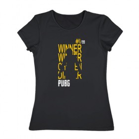 Женская футболка хлопок с принтом WINNER WINNER chicken dinner в Тюмени, 100% хлопок | прямой крой, круглый вырез горловины, длина до линии бедер, слегка спущенное плечо | 