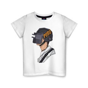 Детская футболка хлопок с принтом PUBG minimal в Тюмени, 100% хлопок | круглый вырез горловины, полуприлегающий силуэт, длина до линии бедер | fortnite | gaming | minimal | pubg | pubgfunny | pubgmeme | pubgmemes | pubgmobile | pubgxbox | минимализм | пубг