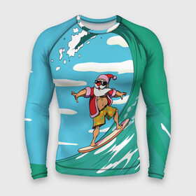 Мужской рашгард 3D с принтом Cool Santa в Тюмени,  |  | cool | creative | design | holiday | merry christmas | new year | sea | summer | surfing | wave | волна | дизайн | канары | креатив | круто | лето | море | новый год | рождество | сёрфинг